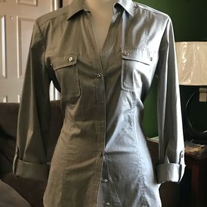 Gray Button Up Top